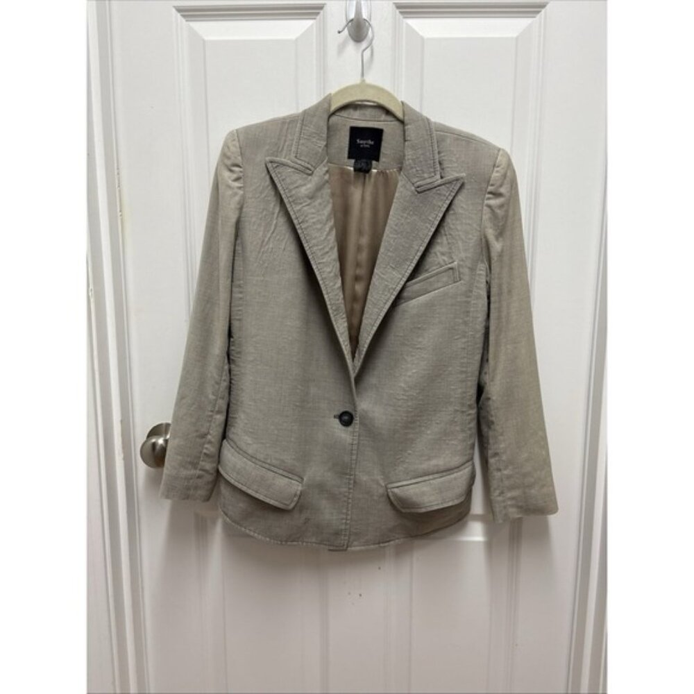 Smythe Blazer‎ Womens Grey One Button Wool Blend Peak Lapels Lo Hi  - Size 6